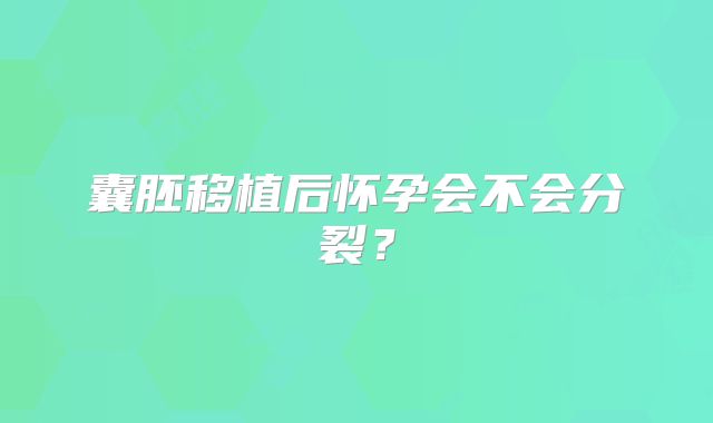 囊胚移植后怀孕会不会分裂？