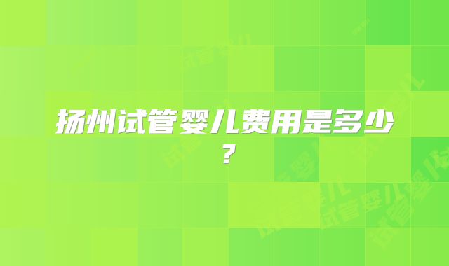 扬州试管婴儿费用是多少？