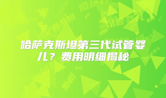 哈萨克斯坦第三代试管婴儿？费用明细揭秘
