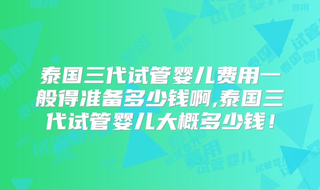 泰国三代试管婴儿费用一般得准备多少钱啊,泰国三代试管婴儿大概多少钱!