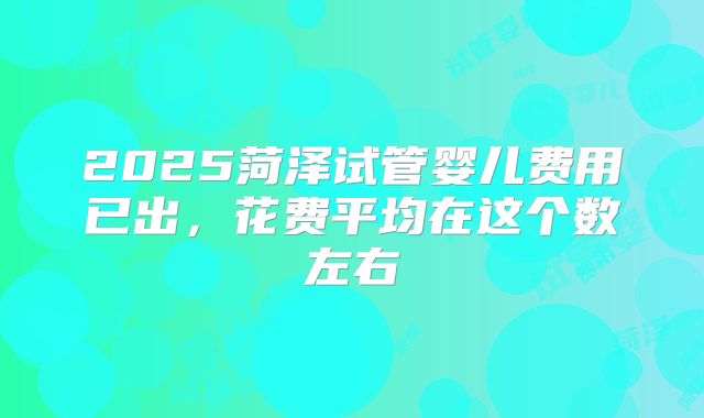 2025菏泽试管婴儿费用已出，花费平均在这个数左右