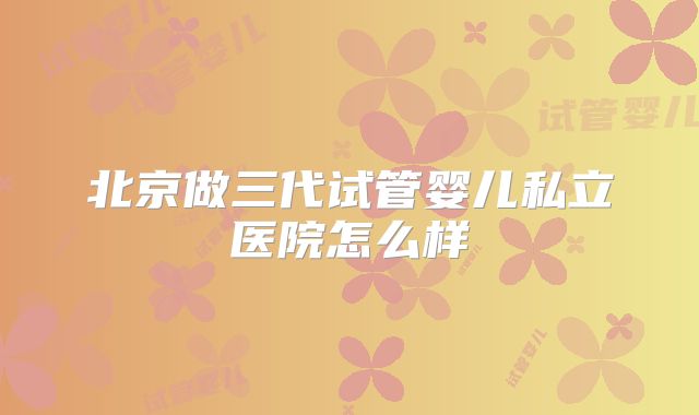 北京做三代试管婴儿私立医院怎么样