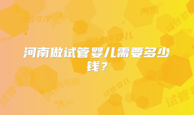 河南做试管婴儿需要多少钱？