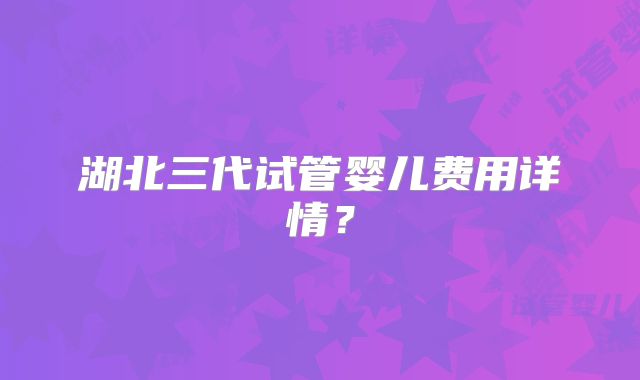 湖北三代试管婴儿费用详情?