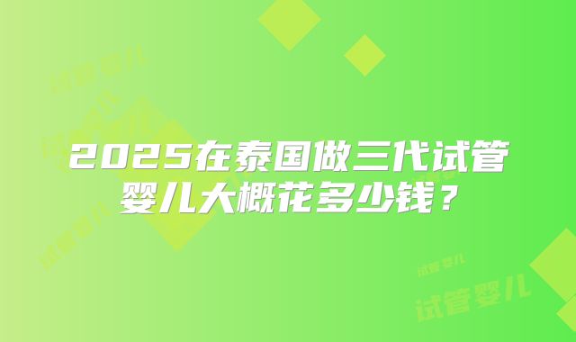 2025在泰国做三代试管婴儿大概花多少钱?