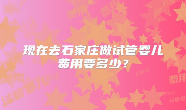 现在去石家庄做试管婴儿费用要多少？