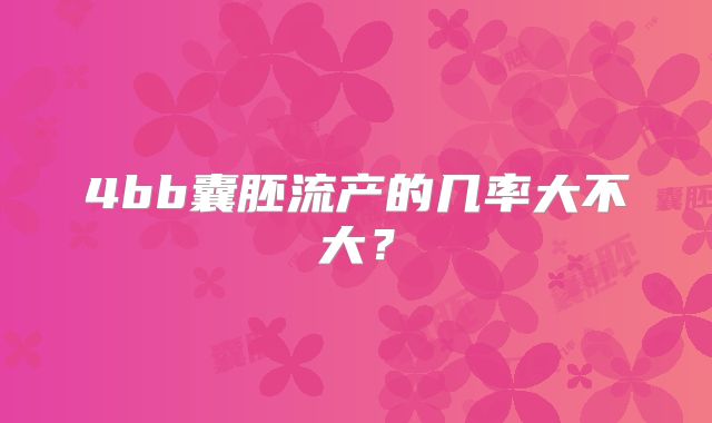 4bb囊胚流产的几率大不大？