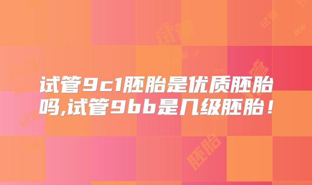 试管9c1胚胎是优质胚胎吗,试管9bb是几级胚胎！