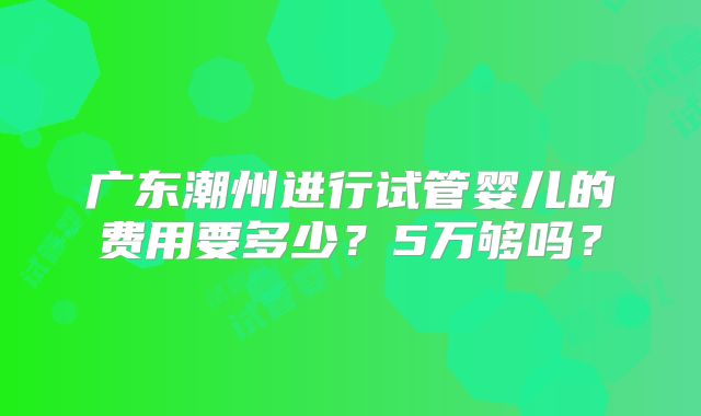 广东潮州进行试管婴儿的费用要多少？5万够吗？