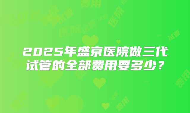 2025年盛京医院做三代试管的全部费用要多少？