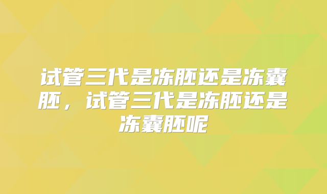 试管三代是冻胚还是冻囊胚，试管三代是冻胚还是冻囊胚呢