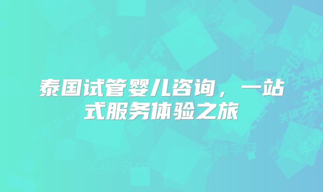 泰国试管婴儿咨询，一站式服务体验之旅