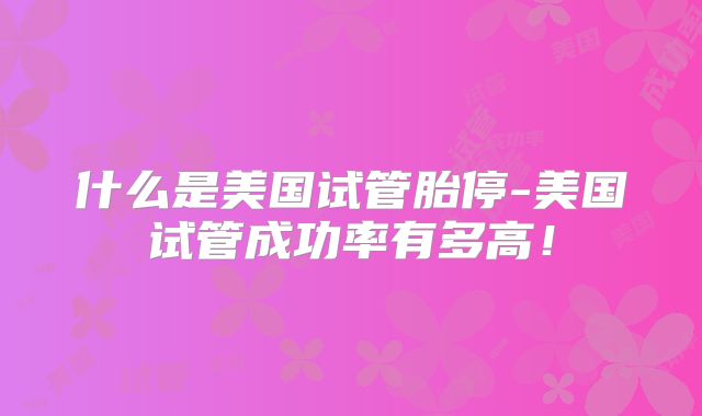 什么是美国试管胎停-美国试管成功率有多高！
