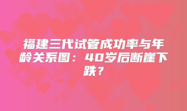 福建三代试管成功率与年龄关系图：40岁后断崖下跌？