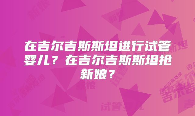 在吉尔吉斯斯坦进行试管婴儿？在吉尔吉斯斯坦抢新娘？