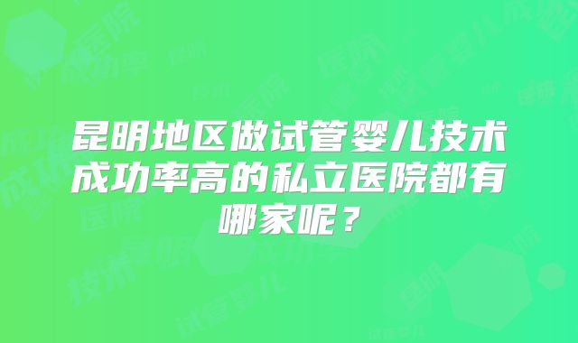 昆明地区做试管婴儿技术成功率高的私立医院都有哪家呢?
