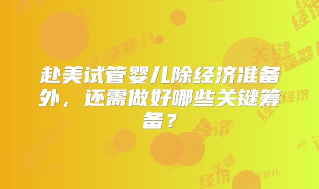 赴美试管婴儿除经济准备外，还需做好哪些关键筹备？