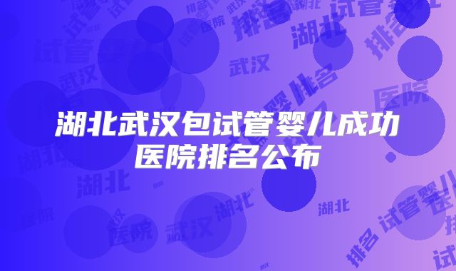湖北武汉包试管婴儿成功医院排名公布