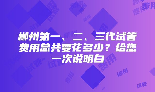 郴州第一、二、三代试管费用总共要花多少？给您一次说明白