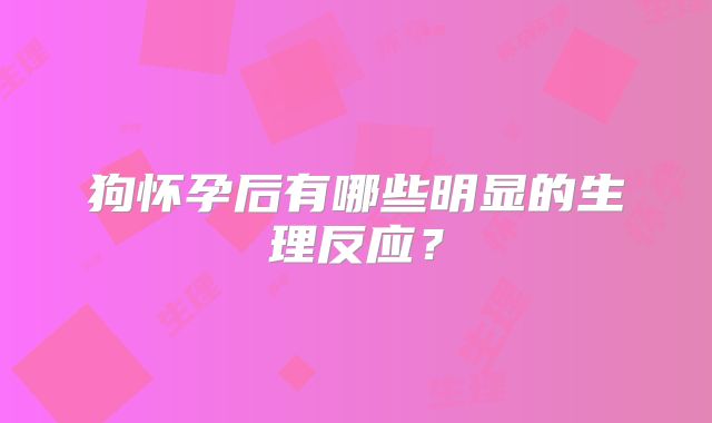 狗怀孕后有哪些明显的生理反应?
