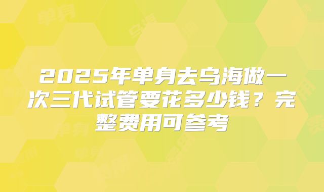 2025年单身去乌海做一次三代试管要花多少钱？完整费用可参考