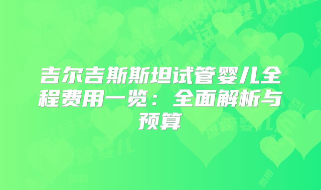 吉尔吉斯斯坦试管婴儿全程费用一览：全面解析与预算
