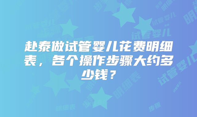 赴泰做试管婴儿花费明细表，各个操作步骤大约多少钱？