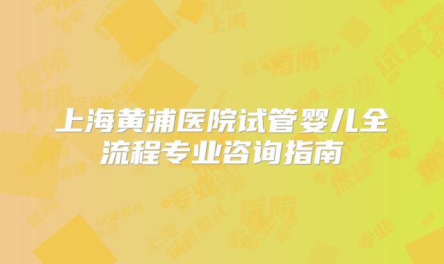 上海黄浦医院试管婴儿全流程专业咨询指南
