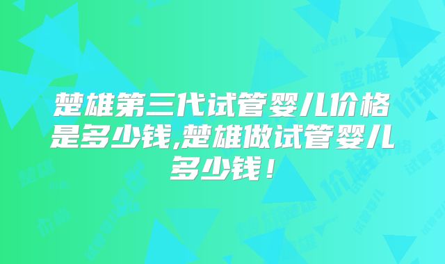 楚雄第三代试管婴儿价格是多少钱,楚雄做试管婴儿多少钱！