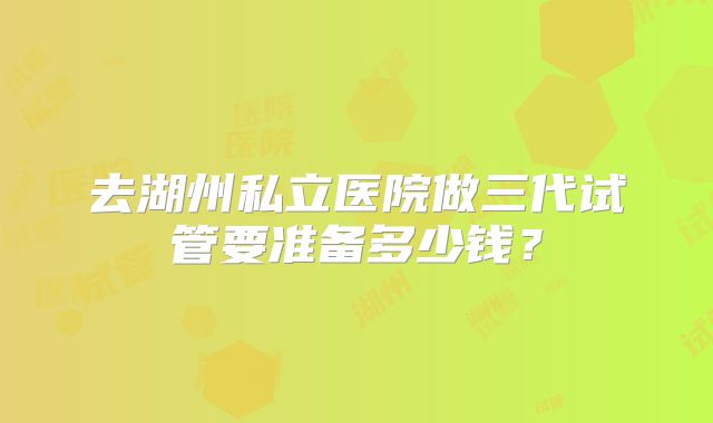 去湖州私立医院做三代试管要准备多少钱？
