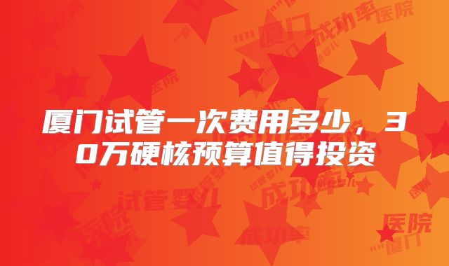 厦门试管一次费用多少，30万硬核预算值得投资