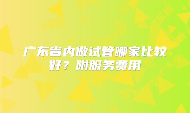 广东省内做试管哪家比较好？附服务费用