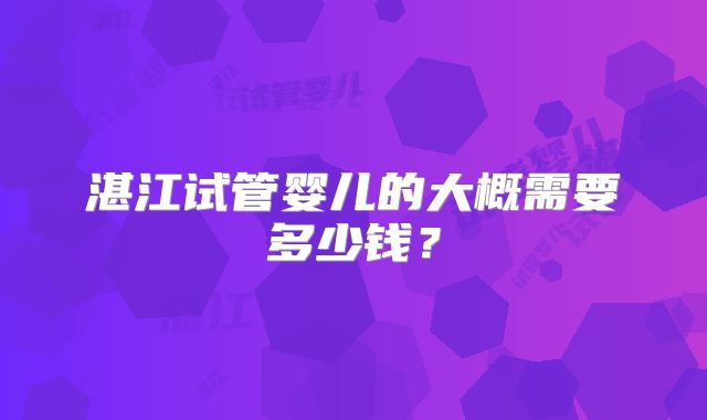 湛江试管婴儿的大概需要多少钱？