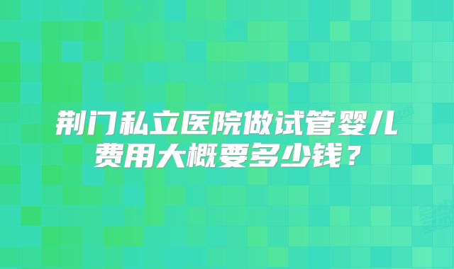 荆门私立医院做试管婴儿费用大概要多少钱？
