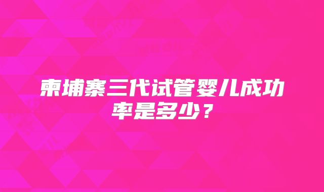 柬埔寨三代试管婴儿成功率是多少？