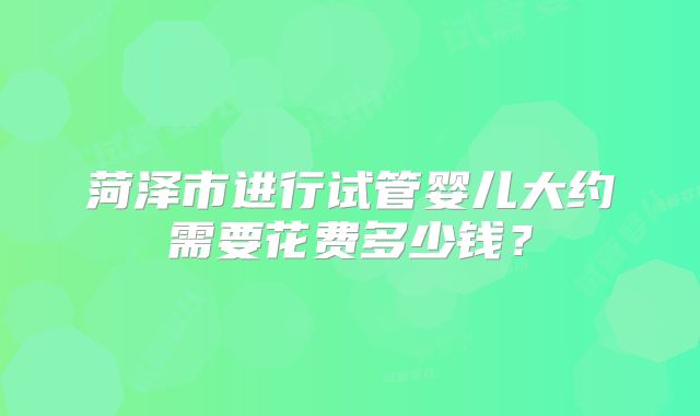 菏泽市进行试管婴儿大约需要花费多少钱?