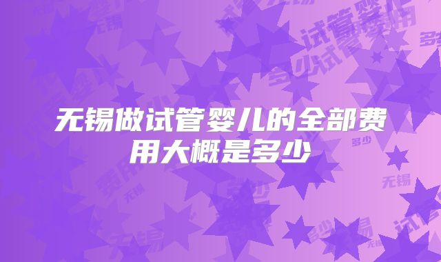 无锡做试管婴儿的全部费用大概是多少