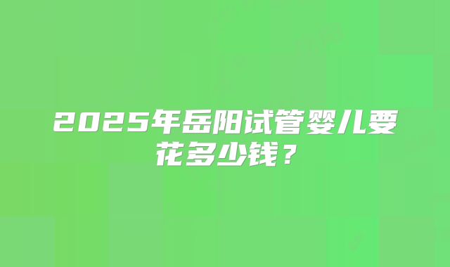 2025年岳阳试管婴儿要花多少钱？