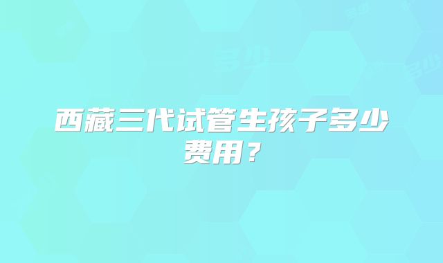 西藏三代试管生孩子多少费用？