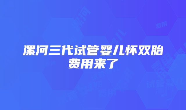 漯河三代试管婴儿怀双胎费用来了