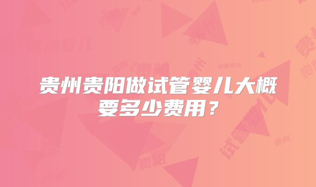 贵州贵阳做试管婴儿大概要多少费用？