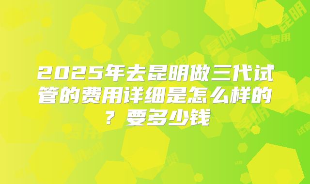 2025年去昆明做三代试管的费用详细是怎么样的?要多少钱