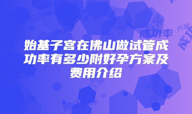 始基子宫在佛山做试管成功率有多少附好孕方案及费用介绍