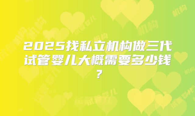 2025找私立机构做三代试管婴儿大概需要多少钱？
