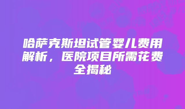 哈萨克斯坦试管婴儿费用解析，医院项目所需花费全揭秘