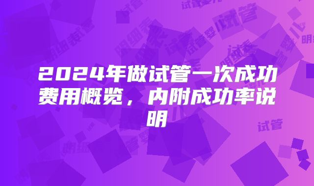 2024年做试管一次成功费用概览,内附成功率说明