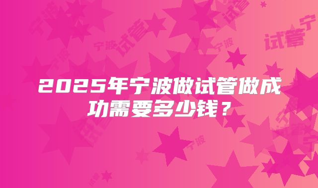 2025年宁波做试管做成功需要多少钱？