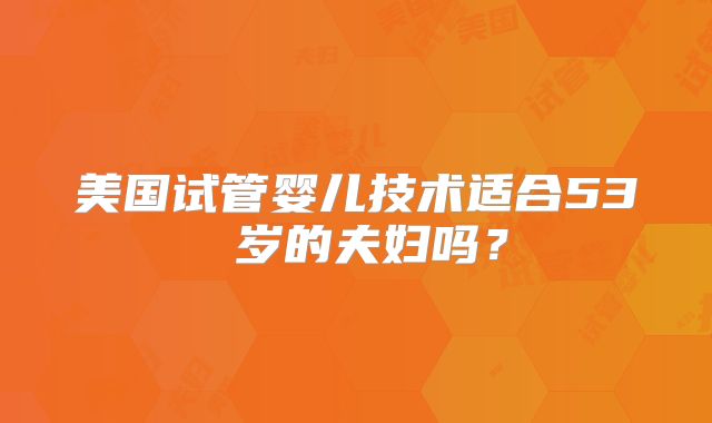 美国试管婴儿技术适合53 岁的夫妇吗？