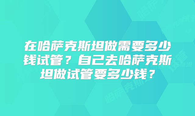 在哈萨克斯坦做需要多少钱试管？自己去哈萨克斯坦做试管要多少钱？