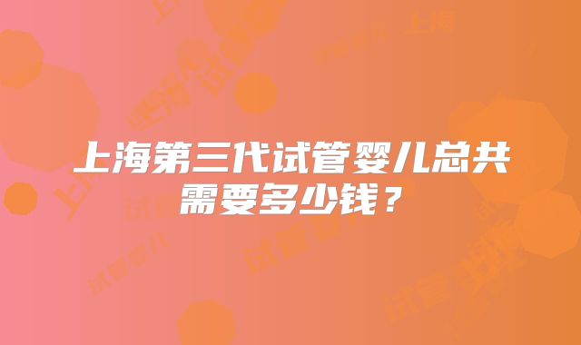 上海第三代试管婴儿总共需要多少钱?
